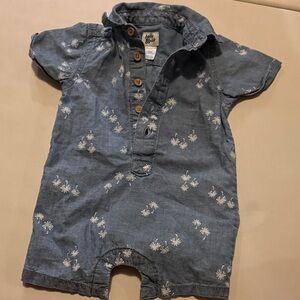 Baby Bgosh Jean Polo Romper with Palm Tree Print 12m